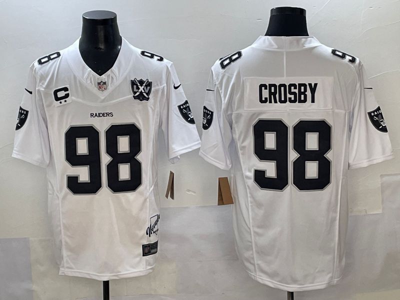 Men 2025 Oakland Raiders #98 Crosby White Throwback Three generations Nike Limited NFL Jersey style 3